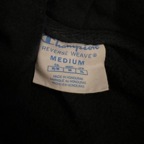Men’s Champion Reverse Weave Black Hoodie Medium - Picture 3 of 5